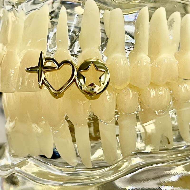 Punk Hip Hop Hollow Heart Teet - đánh giá và giá Tooth Gem Kit