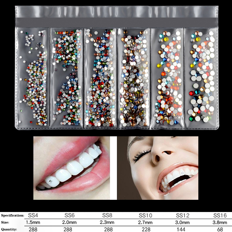 1Bag 6 Grid Dental Rhinestones - đánh giá và giá Tooth Gem Kit